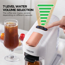 Charger l&#39;image dans la galerie, CAFELFFE 5-in-1 Capsule Coffee Maker for Hot &amp; Iced Coffee – MK606, Compact, Compatible with Nespresso/Dolce Gusto/K-cup/ESE Pod/Coffee Powder (Black/White）