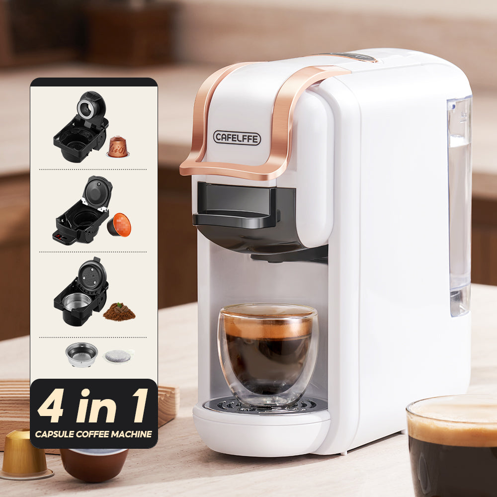 CAFELFFE 4-in-1 Automatic Coffee Machine for Nespresso, Dolce Gusto, Starbucks ESE Pod Capsules and Coffee Powder Cold/Hot Brewing MK603 Compact Coffee Machine, Multifunctional Coffee Machine for Home and Office, Birthday Gift, New Year Gift-MK603