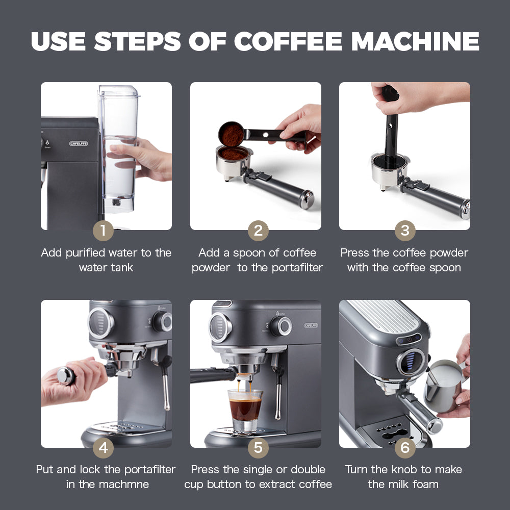 CAFELFFE Semi-automatic Espresso Coffee Machine MK601F Grey
