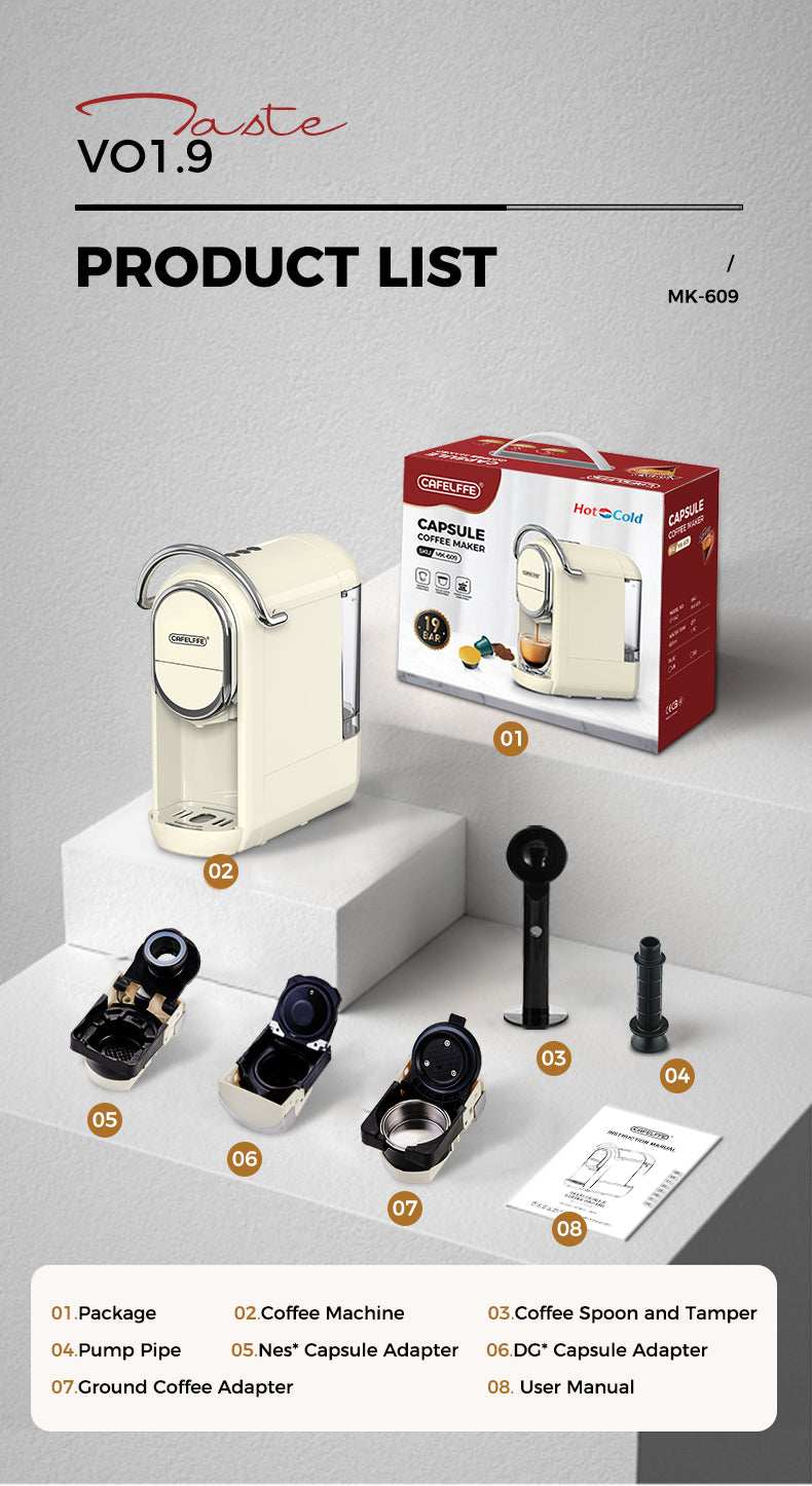 CAFELFFE 3-in-1 Hot/Cold Capsule Coffee Machine MK609 White