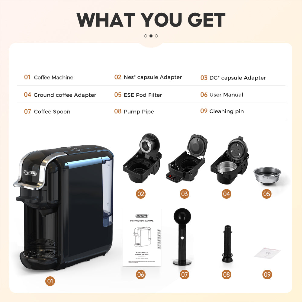 CAFELFFE 4-in-1 Hot/Cold Capsule Coffee Machine MK603 Black/White