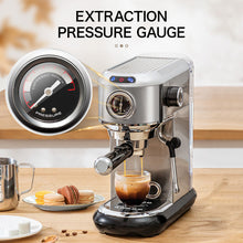 Laden Sie das Bild in den Galerie-Viewer, CAFELFFE Semi-Automatic Espresso Maker - Professional Grade Coffee Machine with Steam Wand, Silver Stainless Steel Multifunctional Coffee Machine for Home and Office, Birthday Gift, New Year Gift-MK601