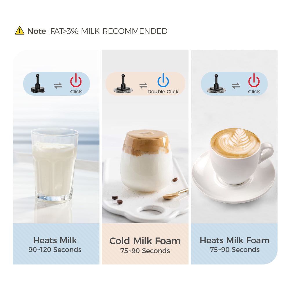 CAFELFFE Hot/Cold Electric Milk Frother MK-201 Black/White