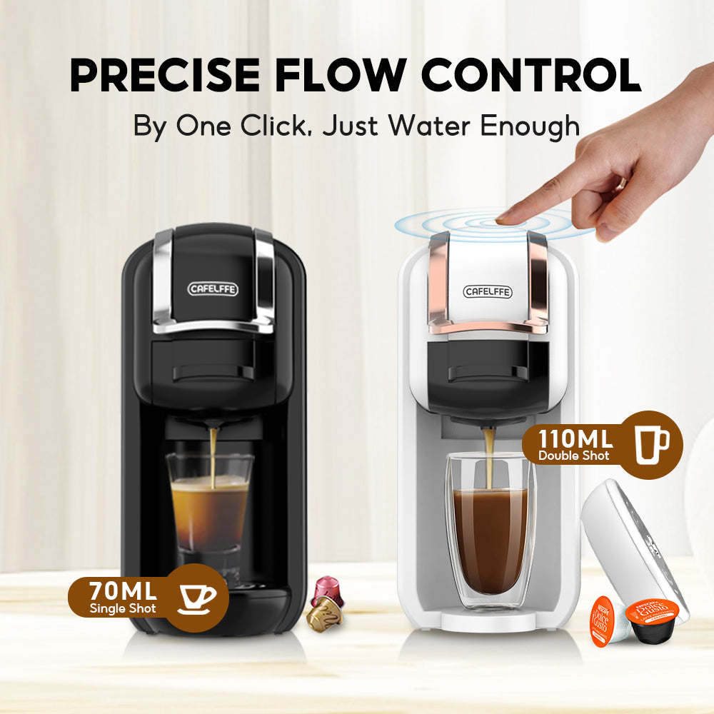 CAFELFFE 4-in-1 Automatic Coffee Machine for Nespresso, Dolce Gusto, Starbucks ESE Pod Capsules and Coffee Powder Cold/Hot Brewing MK603 Compact Coffee Machine, Multifunctional Coffee Machine for Home and Office, Birthday Gift, New Year Gift-MK603
