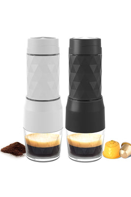 CAFELFFE 3 in 1 Portable Coffee Capsule Machine for Nespresso Capsules, DG Capsules, Coffee Powder, Milk Frothing Function, Compact Size, Suitable for Travel, Tent Lighting, Camping, Business, Hiking and Office Use - MK501