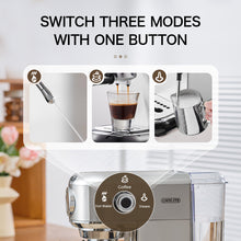 Laden Sie das Bild in den Galerie-Viewer, CAFELFFE Semi-Automatic Espresso Maker - Professional Grade Coffee Machine with Steam Wand, Silver Stainless Steel Multifunctional Coffee Machine for Home and Office, Birthday Gift, New Year Gift-MK601