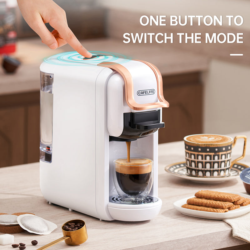 CAFELFFE MK-603 Machine à café à capsules, 4 en 1, chaud/froid, à expresso, compatible avec ESE Pods, capsules Nes Original/DG et café moulu, infusion rapide, blanc CAFELFFE MK-603 Machine à café à capsules, 4 en 1, chaud/froid, à expresso, compatible avec ESE Pods, capsules Nes Original/DG et café moulu, infusion rapide, blanc
