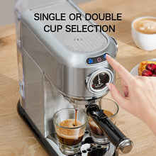 Laden Sie das Bild in den Galerie-Viewer, CAFELFFE Semi-Automatic Espresso Maker - Professional Grade Coffee Machine with Steam Wand, Silver Stainless Steel Multifunctional Coffee Machine for Home and Office, Birthday Gift, New Year Gift-MK601