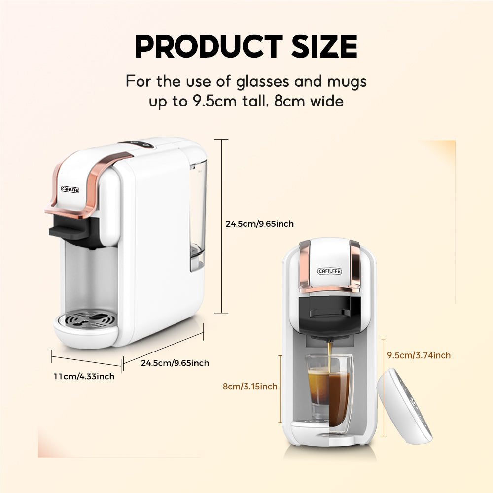 CAFELFFE 4-in-1 Automatic Coffee Machine for Nespresso, Dolce Gusto, Starbucks ESE Pod Capsules and Coffee Powder Cold/Hot Brewing MK603 Compact Coffee Machine, Multifunctional Coffee Machine for Home and Office, Birthday Gift, New Year Gift-MK603