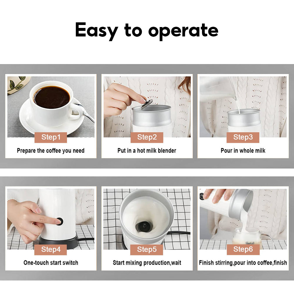 CAFELFFE Hot/Cold Electric Milk Frother MK-201 Black/White