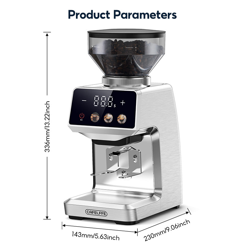 CAFELFFE Smart Touch Panel Coffee Grinder, 35-Levels Grind Adjustment, Anti-Static Tech Suitable for Espresso, Americano, Pour-over, Drip Coffee, and French Press - MK303