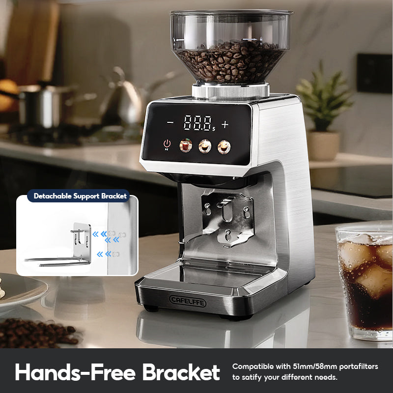 CAFELFFE Smart Touch Panel Coffee Grinder, 35-Levels Grind Adjustment, Anti-Static Tech Suitable for Espresso, Americano, Pour-over, Drip Coffee, and French Press - MK303