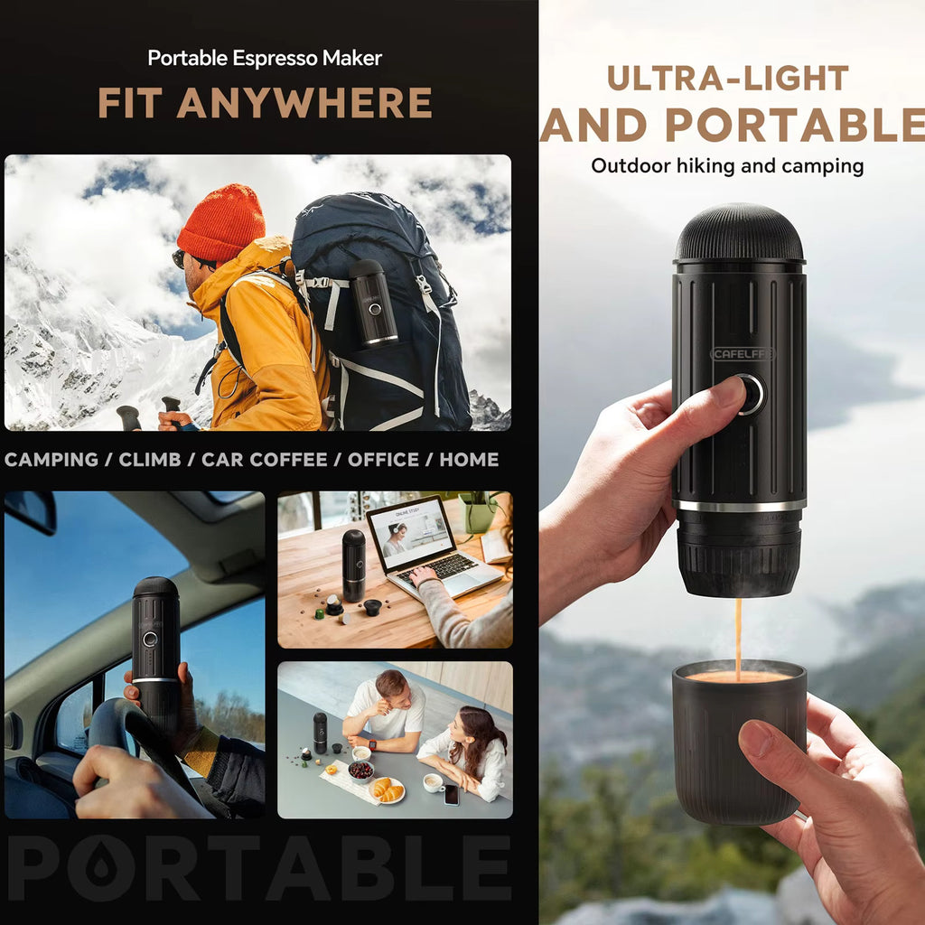 CAFELFFE MK502 Portable Espresso Machine - 2-in-1 Coffee Maker, 7500mAh Battery, Travel-Friendly with Carrying Bag