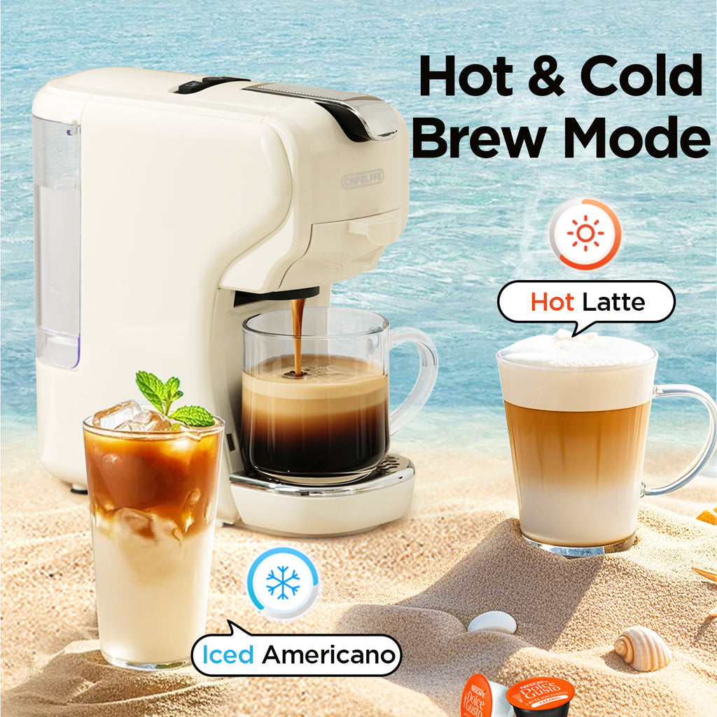 CAFELFFE 2-in-1 Capsule Coffee Machine for Nespresso, Dolce Gusto, Starbucks Capsules Cold/Hot Brewing, Compact Coffee Machine, Multifunctional Coffee Machine for Home and Office, Birthday Gift, New Year Gift -MK611B