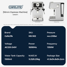 Laden Sie das Bild in den Galerie-Viewer, CAFELFFE Barista Professional Semi-Automatic Machine 58mm Extraction System/20Bar Pressure/Touch Panel/Hot &amp; Cold Brew Function Home Barista Multifunctional Coffee Machine for Home and Office, Birthday Gift, New Year Gift-MK902