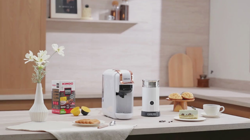 CAFELFFE 4-in-1 Automatic Coffee Machine for Nespresso, Dolce Gusto, Starbucks ESE Pod Capsules and Coffee Powder Cold/Hot Brewing MK603 Compact Coffee Machine, Multifunctional Coffee Machine for Home and Office, Birthday Gift, New Year Gift-MK603